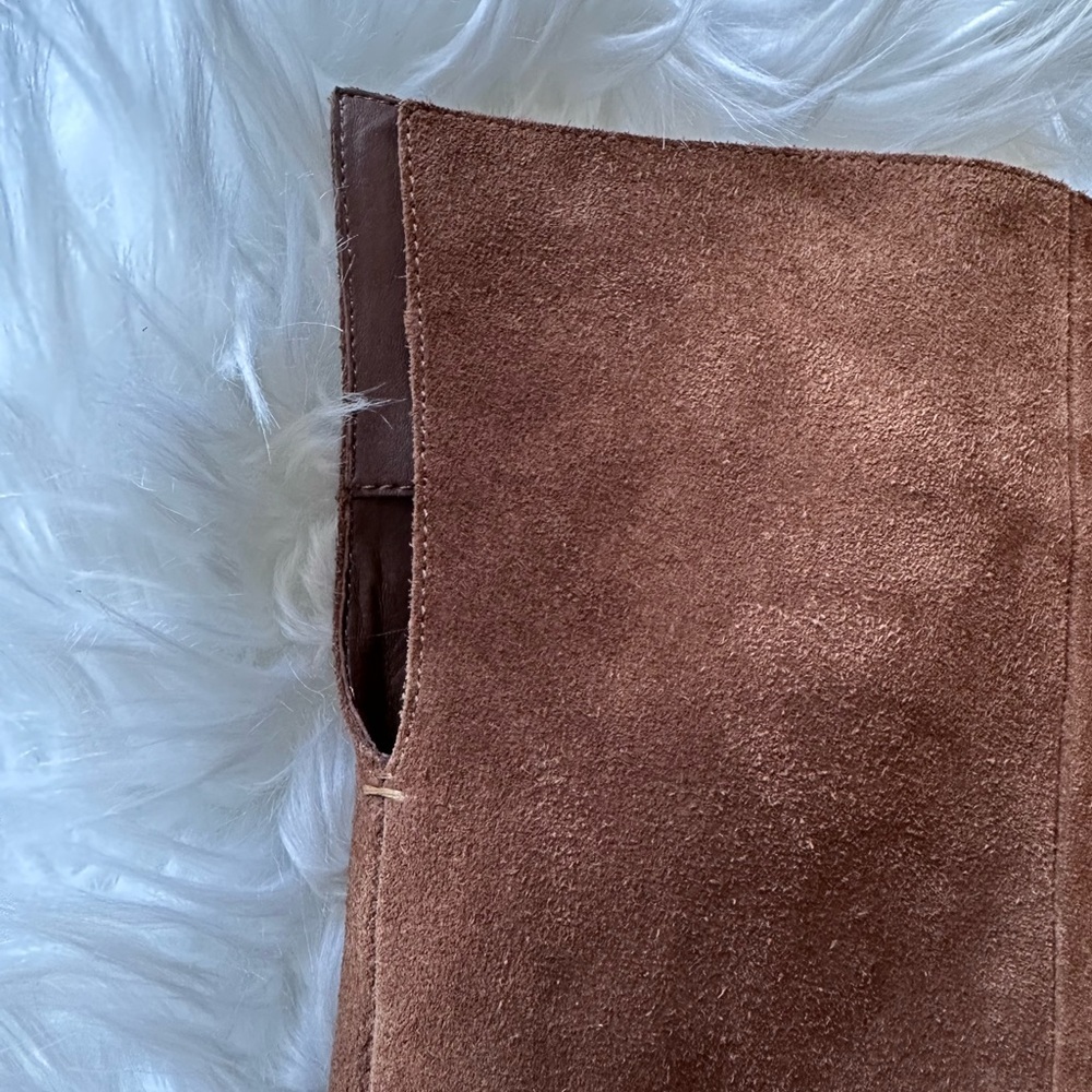 Gianni Bini Over the Knee Suede Boots Block Chunky 4" Heel Cognac NWOT W10 - Picture 6 of 15